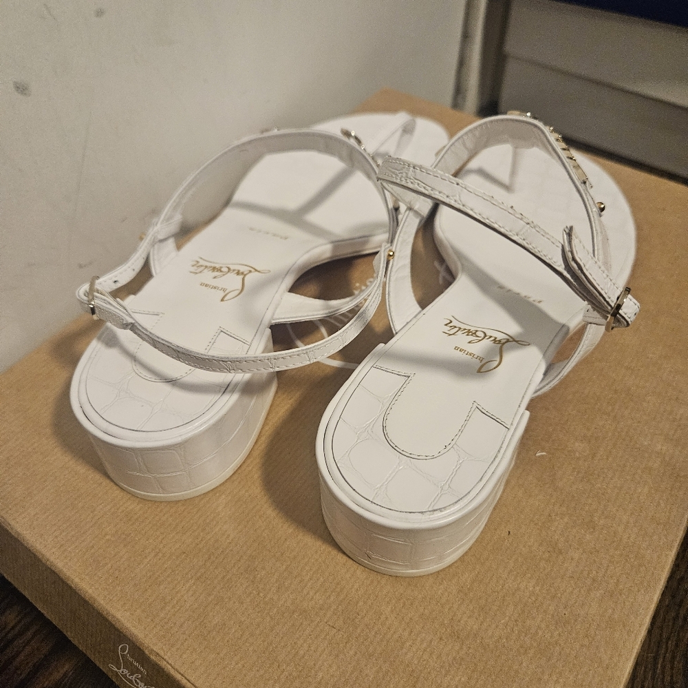 Christian Louboutin Mj Thong White Croc Effect Sandal Shoes - Picture 4 of 9